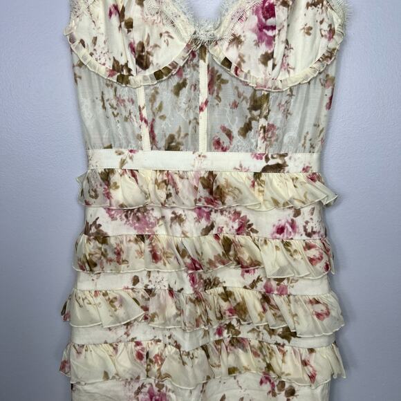 V. Chapman The Fiorenza Dress in English Rose Size 2 Midi Floral Corset Lace - Picture 10 of 13